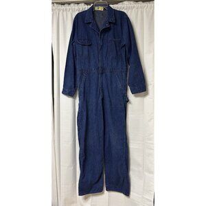 Vintage Medium Long Wrangler Denim Coveralls Jumpsuit Speckled